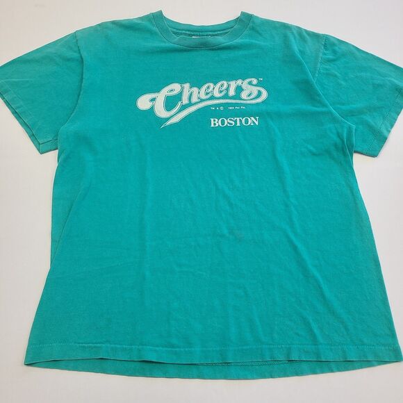 Vintage Single Stitch 90s Cheers Boston Mens Sz XL T Shirt Teal 1992 - Picture 1 of 9